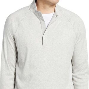 Johnie-O Men's Whaling Henley Pullover Light Grey Size XL